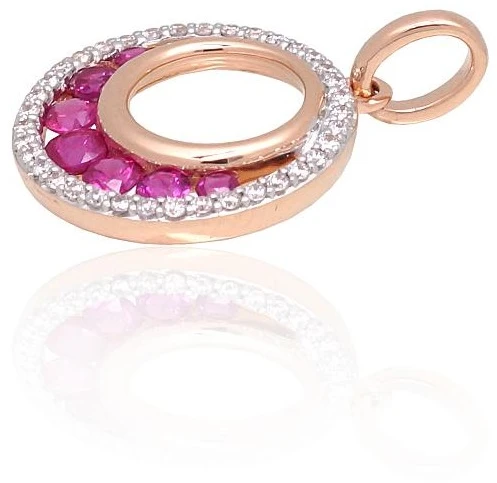 Diamond Sky Jewelry Auksinis pakabukas su deimantais ir rubinais „Atėnė II“