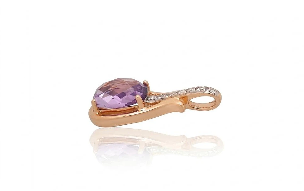 Diamond Sky Jewelry Auksinis pakabukas su deimantais ir ametistais „Grakštumas“