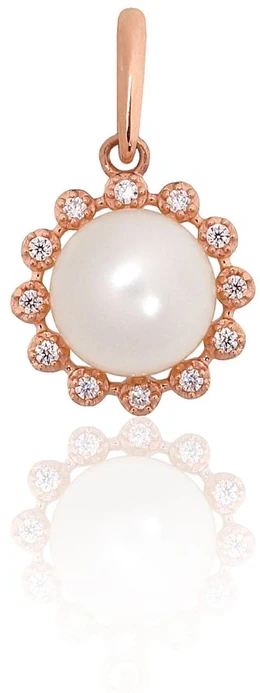 Diamond Sky Jewelry Auksinis pakabukas su cirkoniais ir perlais „Tylus Mėnulis“