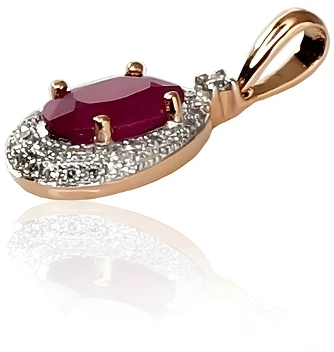 Diamond Sky Jewelry Auksinis pakabukas su deimantais ir rubinais „Saulutė II“
