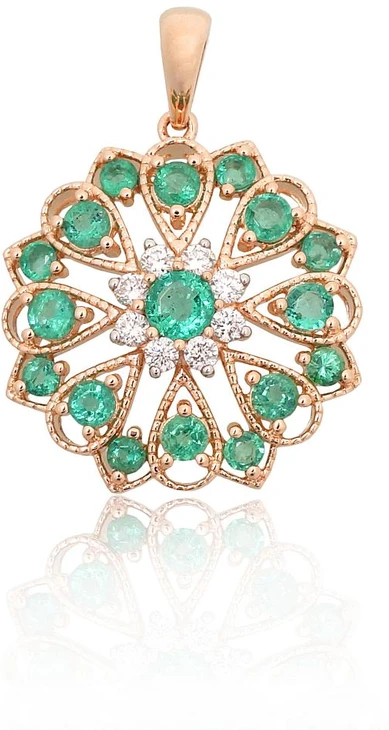 Diamond Sky Jewelry Auksinis pakabukas su deimantais ir smaragdais „Imperatorės Žiedas“