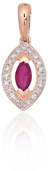 Diamond Sky Jewelry Auksinis pakabukas su deimantais ir rubinais „Aleksandrija V“