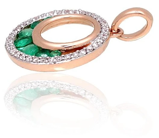 Diamond Sky Jewelry Auksinis pakabukas su deimantais ir smaragdais „Atėnė“