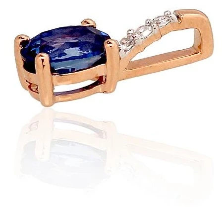 Diamond Sky Jewelry Auksinis pakabukas su deimantais ir safyrais „Grakštumas II“
