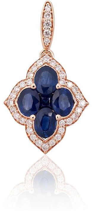 Diamond Sky Jewelry Auksinis pakabukas su deimantais ir safyrais „Deimantų Gėlė VIII“