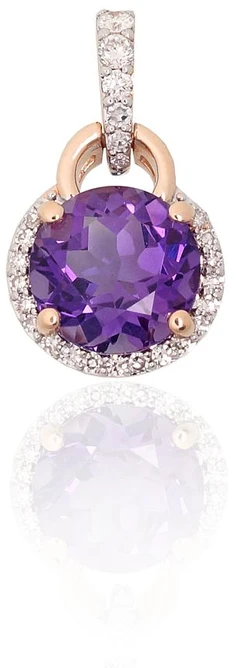 Diamond Sky Jewelry Auksinis pakabukas su deimantais ir ametistais „Vakaro Magija“