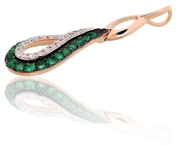 Diamond Sky Jewelry Auksinis pakabukas su deimantais ir smaragdais „Princesės Ašara“