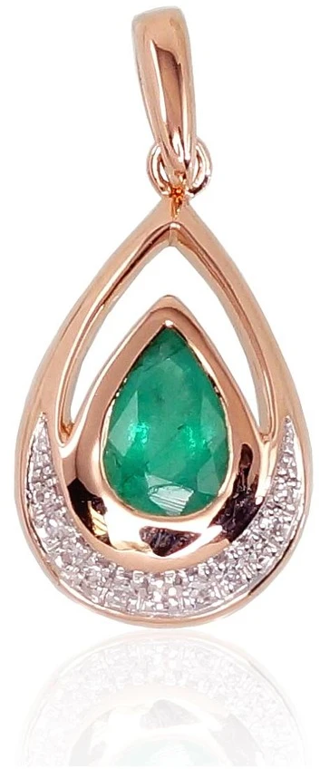 Diamond Sky Jewelry Auksinis pakabukas su deimantais ir smaragdais „Royal V“