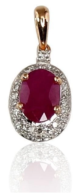 Diamond Sky Jewelry Auksinis pakabukas su deimantais ir rubinais „Saulutė II“