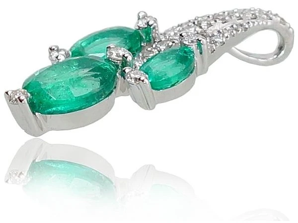 Diamond Sky Jewelry Auksinis pakabukas su deimantais ir smaragdais „Emerald Vine“
