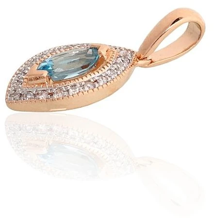 Diamond Sky Jewelry Auksinis pakabukas su deimantais ir topazais „Vandenyno Švytėjimas“