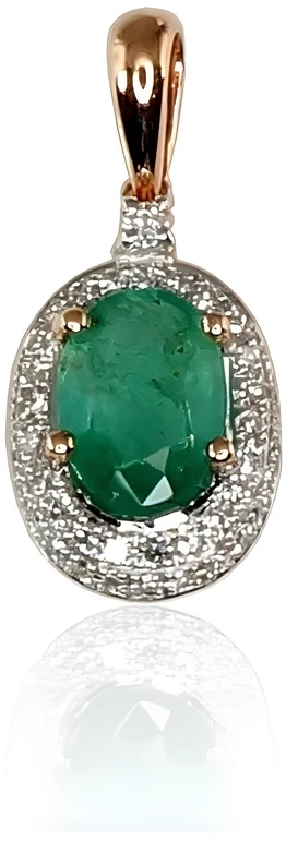 Diamond Sky Jewelry Auksinis pakabukas su deimantais ir smaragdais „Grakštumas III“