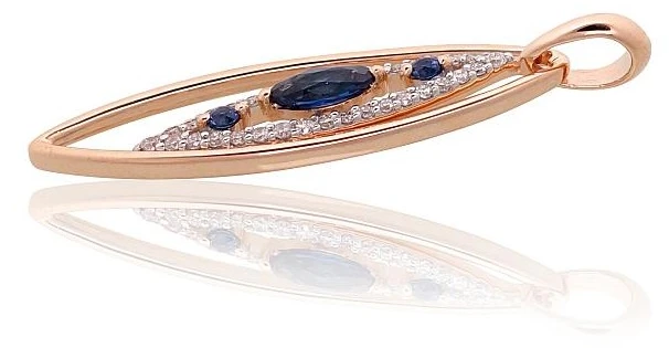 Diamond Sky Jewelry Auksinis pakabukas su deimantais ir safyrais „Princesės Ašara V“