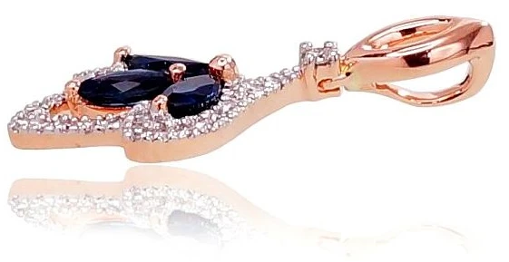 Diamond Sky Jewelry Auksinis pakabukas su deimantais ir safyrais „Aleksandrija“