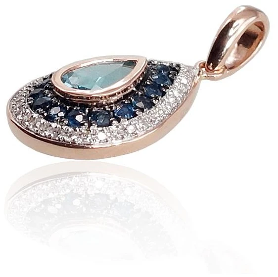 Diamond Sky Jewelry Auksinis pakabukas su deimantais, topazais ir safyrais „Royal“