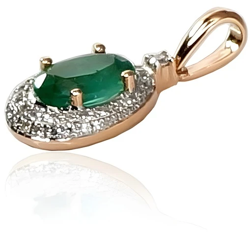 Diamond Sky Jewelry Auksinis pakabukas su deimantais ir smaragdais „Grakštumas III“