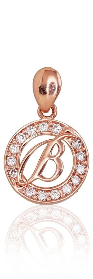 Diamond Sky Jewelry Auksinis raidės pakabukas su cirkoniais „B“