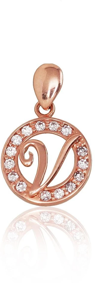 Diamond Sky Jewelry Auksinis raidės pakabukas su cirkoniais „V“