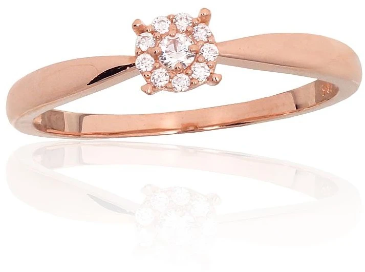 Diamond Sky Jewelry Auksinis žiedas su cirkoniais „Akmeninė Gėlė“