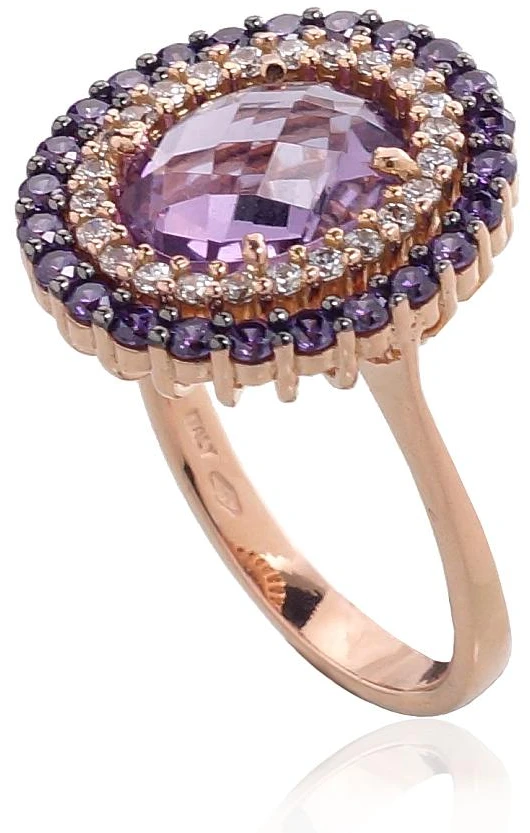 Diamond Sky Jewelry Auksinis žiedas su cirkoniais ir ametistais „Morrigan XIV“
