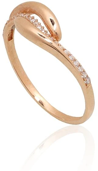 Diamond Sky Jewelry Auksinis žiedas su cirkoniais „Elegantiška Banga“