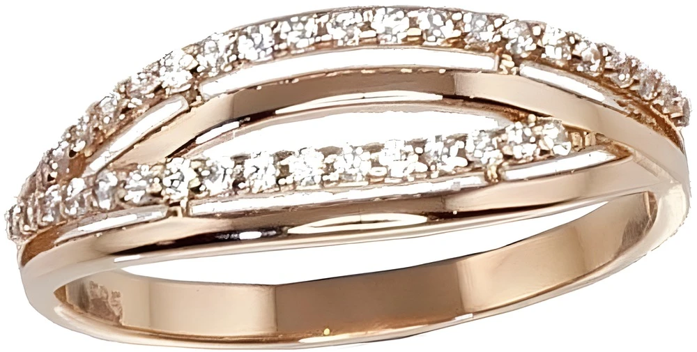 Diamond Sky Jewelry Auksinis žiedas su cirkoniais „Trigubas Spindesys“