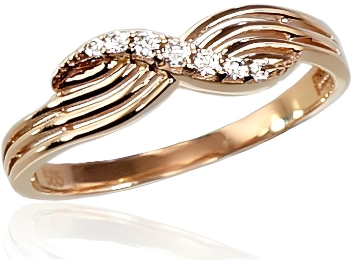Diamond Sky Jewelry Auksinis žiedas su cirkoniais „Šviesos Bangos“