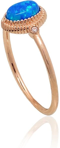 Diamond Sky Jewelry Auksinis žiedas su cirkoniais ir opalitu „Masterpiece“
