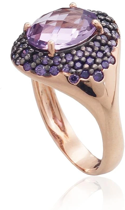 Diamond Sky Jewelry Auksinis žiedas su cirkoniais ir ametistais „Morrigan III“