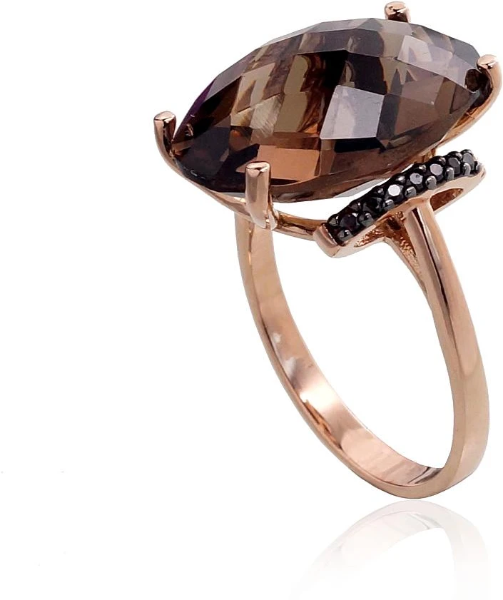Diamond Sky Jewelry Auksinis žiedas su cirkoniais ir kvarcu „Royal Quartz IV“