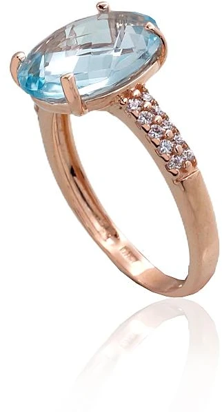 Diamond Sky Jewelry Auksinis žiedas su cirkoniais ir topazais „Karališkas Topazas VIII“