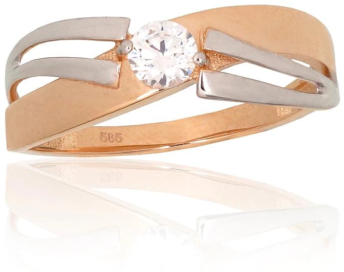Diamond Sky Jewelry Auksinis žiedas su cirkoniais „Spindintis Akcentas II“