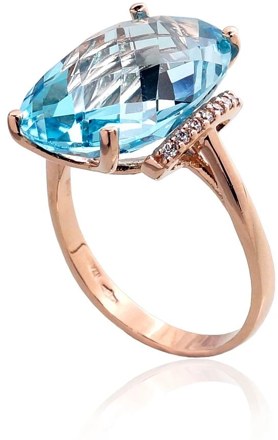Diamond Sky Jewelry Auksinis žiedas su cirkoniais ir topazais „Karališkas Topazas VI“