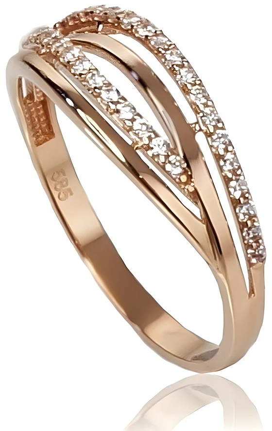 Diamond Sky Jewelry Auksinis žiedas su cirkoniais „Trigubas Spindesys“