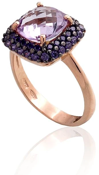 Diamond Sky Jewelry Auksinis žiedas su cirkoniais ir ametistais „Morrigan VII“