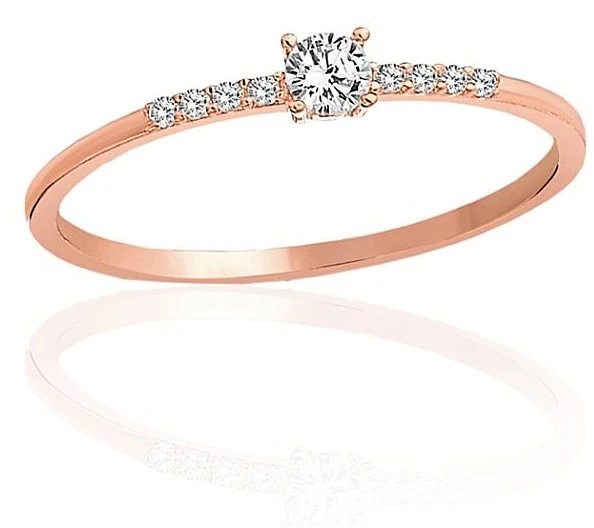 Diamond Sky Jewelry Auksinis žiedas su cirkoniais „Thin Spark“