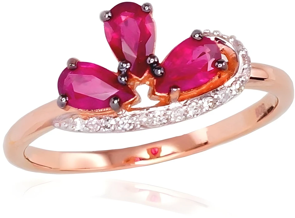 Diamond Sky Jewelry Auksinis žiedas su deimantais ir rubinais „Imperatoriaus Karūna II“