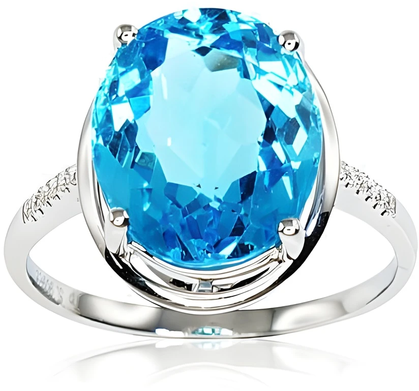 Diamond Sky Jewelry Auksinis žiedas su deimantais ir topazais „Adele III“