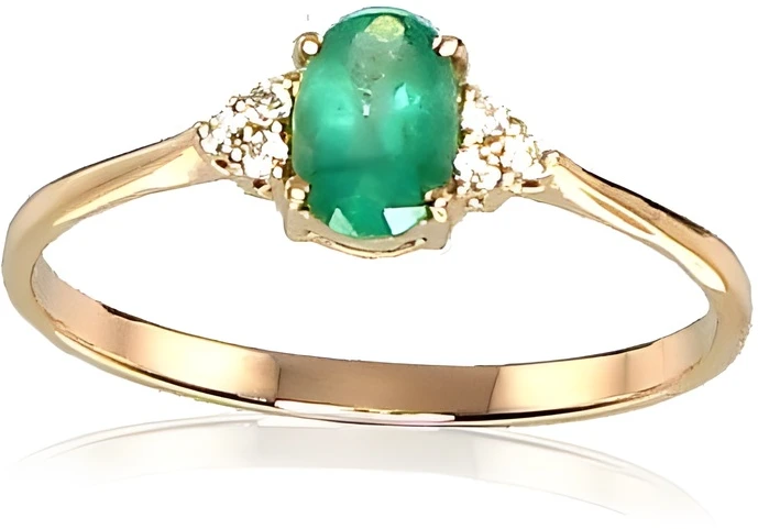 Diamond Sky Jewelry Auksinis žiedas su deimantais ir smaragdais „Grakštumas IX“