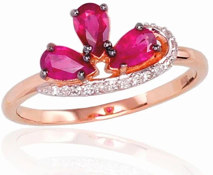 Diamond Sky Jewelry Auksinis žiedas su deimantais ir rubinais „Imperatoriaus Karūna II“