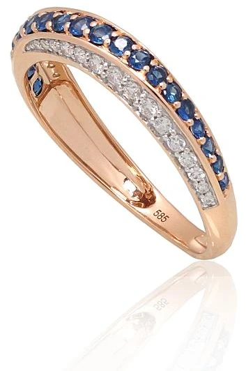 Diamond Sky Jewelry Auksinis žiedas su deimantais ir safyrais „Roxana V“