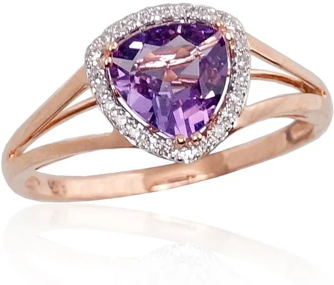 Diamond Sky Jewelry Auksinis žiedas su deimantais ir ametistais „Princess III“