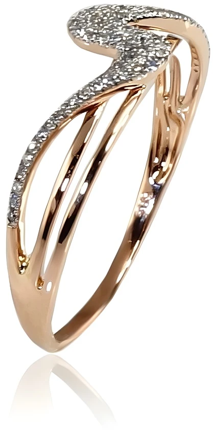 Diamond Sky Jewelry Auksinis žiedas su deimantais „Jūros Banga II“