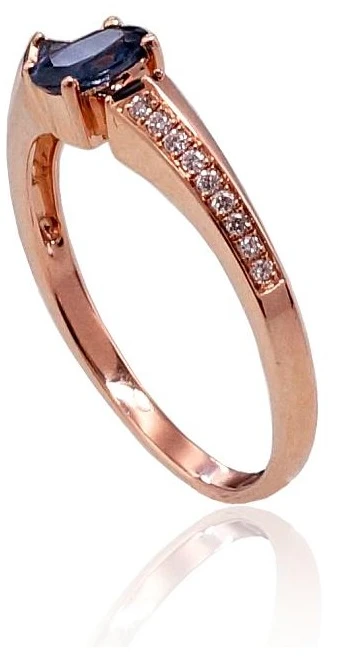 Diamond Sky Jewelry Auksinis žiedas su deimantais ir safyrais „Misa II“