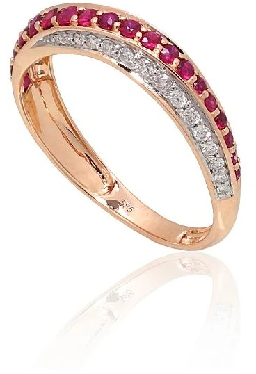 Diamond Sky Jewelry Auksinis žiedas su deimantais ir rubinais „Roxana IV“