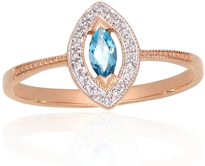 Diamond Sky Jewelry Auksinis žiedas su deimantais ir topazais „Aleksandrija V“