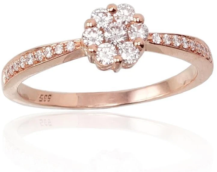Diamond Sky Jewelry Auksinis žiedas su deimantais „Deimantų Gėlė III“