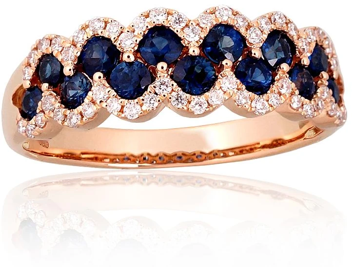 Diamond Sky Jewelry Auksinis žiedas su deimantais ir safyrais „Aukso Raštas XVI“