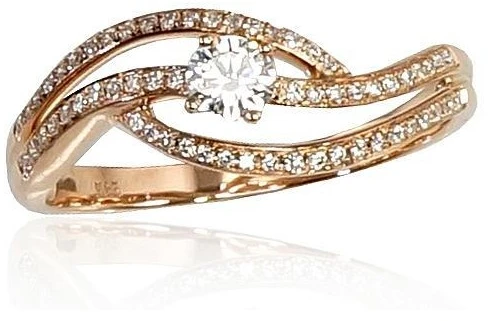 Diamond Sky Jewelry Auksinis žiedas su deimantais „Auksinė Banga VI“