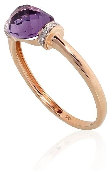 Diamond Sky Jewelry Auksinis žiedas su deimantais ir ametistais „Žvaigždžių Šnabždesys“
